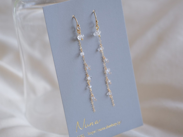 Herkimer Mikið af glimmeri earring：ハーキマーダイヤモンド　天然石ピアス・イヤリング 3枚目の画像