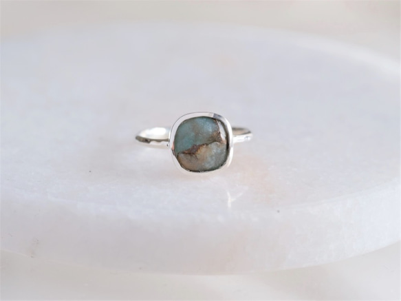 1点もの✶copper amazonite ring コッパーアマゾナイト シルバーリング silver925 1枚目の画像