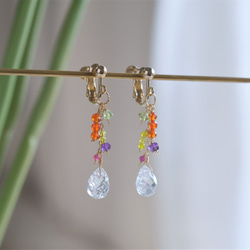 Návexti kokkteill earring：カーネリアン×クォーツ×アメジスト×ルビー　天然石イヤリング 3枚目の画像