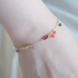 NEW✶ávexti bracelet：天然石ブレスレット　レッドガーネット×ルビー×アメジスト×ルビー×オプシディアン 1枚目の画像