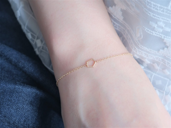 New✶K10YG fimmtungur bracelet：変形五角形　透かしブレスレット　10金ゴールド 4枚目の画像