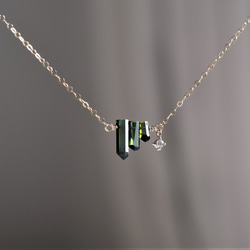 Diamond×Green Tourmaline necklace：ダイヤモンド×トルマリン　K10YG/14kgf 8枚目の画像