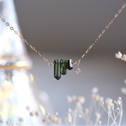 Diamond×Green Tourmaline necklace：ダイヤモンド×トルマリン　K10YG/14kgf 7枚目の画像