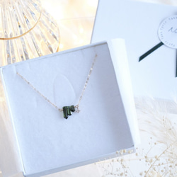 Diamond×Green Tourmaline necklace：ダイヤモンド×トルマリン　K10YG/14kgf 10枚目の画像