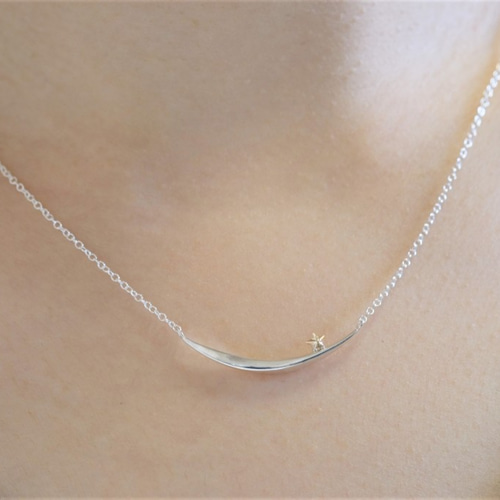 tungl og stjö necklace：K10YG×silver925 星カーブバー