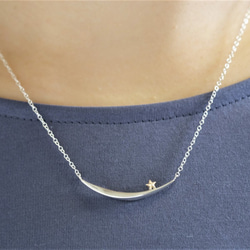 Næturslippur necklace：K10YG×silver925　星カーブバーネックレス　シルバー×ゴールド 6枚目の画像