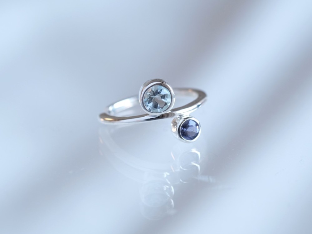 earcuff aiolite×bluetopaz ブルートパーズ×アイオライト　イヤカフ　silver925　シルバー