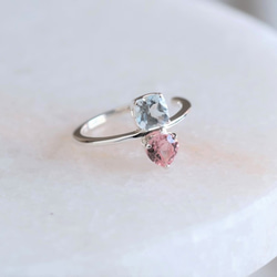 earcuff pink tourmaline×topaz トパーズ×ピンクトルマリン イヤカフ　シルバー 1枚目の画像