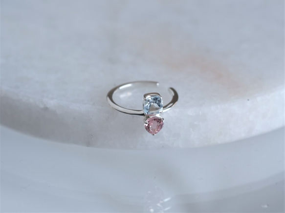 earcuff pink tourmaline×topaz トパーズ×ピンクトルマリン イヤカフ　シルバー 6枚目の画像