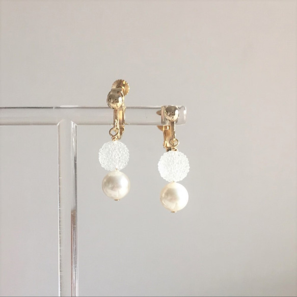 kandís Earring：シェルパール×シュガーボールイヤリング 4枚目の画像