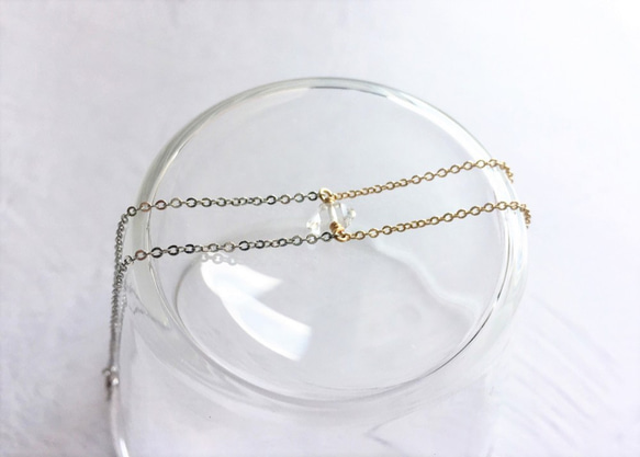 Draumur bracelet：ハーキマーダイヤモンド　チェーンバイカラー　ブレスレット 3枚目の画像