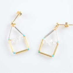 Heima Earring２：ターコイズ　×　ハーキマー　おうちピアス・イヤリング 2枚目の画像