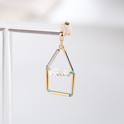 Heima Earring２：ターコイズ　×　ハーキマー　おうちピアス・イヤリング 1枚目の画像