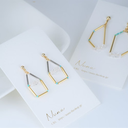 Heima Earring２：ターコイズ　×　ハーキマー　おうちピアス・イヤリング 6枚目の画像