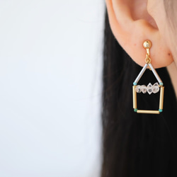 Heima Earring２：ターコイズ　×　ハーキマー　おうちピアス・イヤリング 8枚目の画像