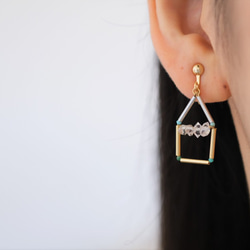 Heima Earring２：ターコイズ　×　ハーキマー　おうちピアス・イヤリング 9枚目の画像