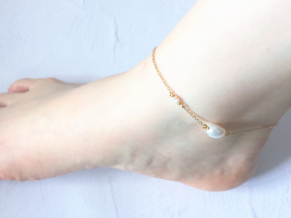 Sund anklet：パール×ちび天然石アンクレット 6枚目の画像