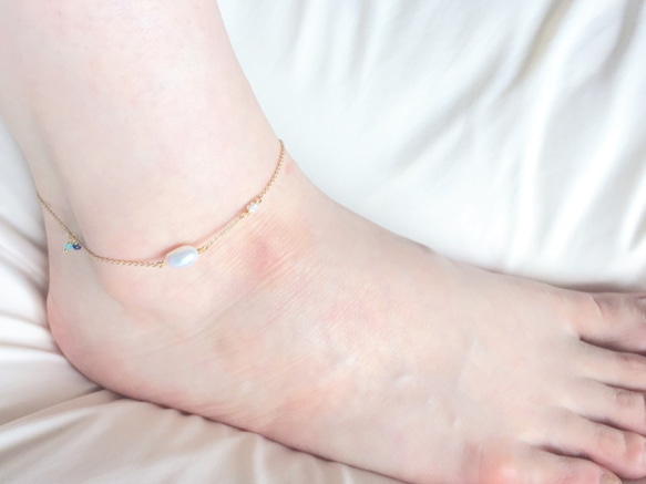 Sund anklet：パール×ちび天然石アンクレット 8枚目の画像