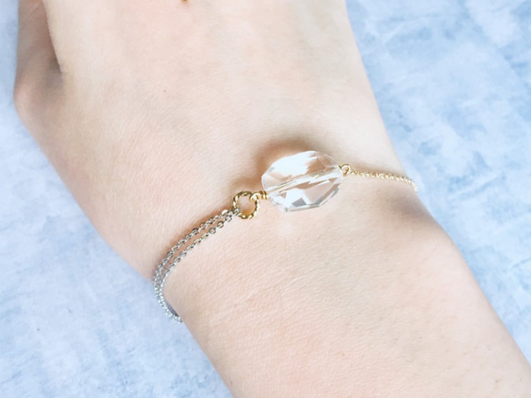 quartz bracelet：クオーツ　バイカラーチェーン　ブレスレット 1枚目の画像