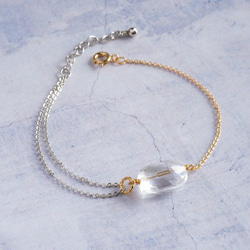 quartz bracelet：クオーツ　バイカラーチェーン　ブレスレット 2枚目の画像