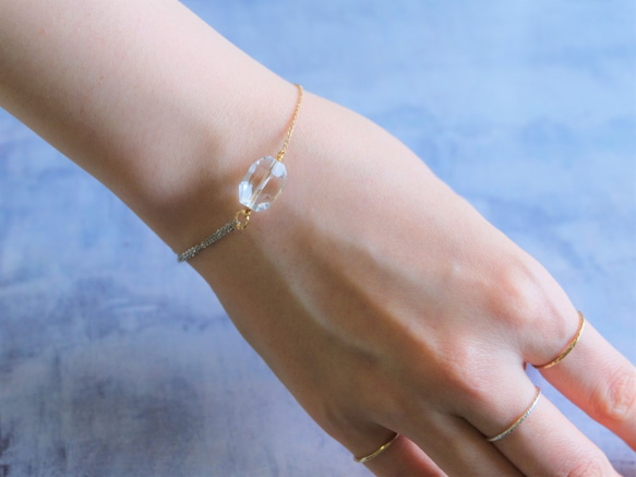 quartz bracelet：クオーツ　バイカラーチェーン　ブレスレット 4枚目の画像