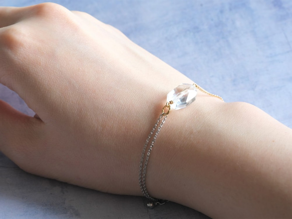 quartz bracelet：クオーツ　バイカラーチェーン　ブレスレット 7枚目の画像