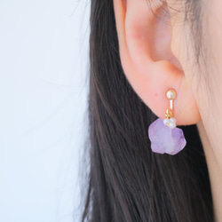 amethyst×rhodochrosite×rosequartz Earring：アメジストピアス 6枚目の画像