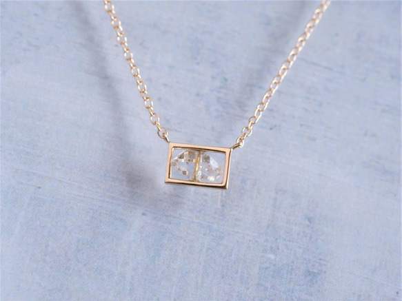 K10YG✶Sýnishorn necklace：ハーキマーダイヤモンド標本ネックレス　K10イエローゴールド YG 2枚目の画像