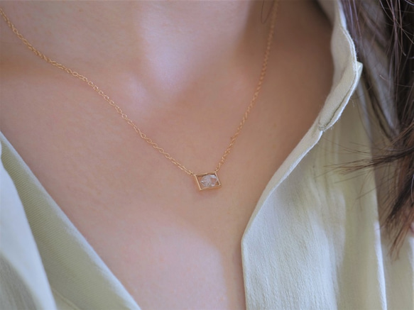 K10YG✶Sýnishorn necklace：ハーキマーダイヤモンド標本ネックレス　K10イエローゴールド YG 6枚目の画像