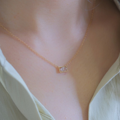 K10YG✶Sýnishorn necklace：ハーキマーダイヤモンド標本ネックレス