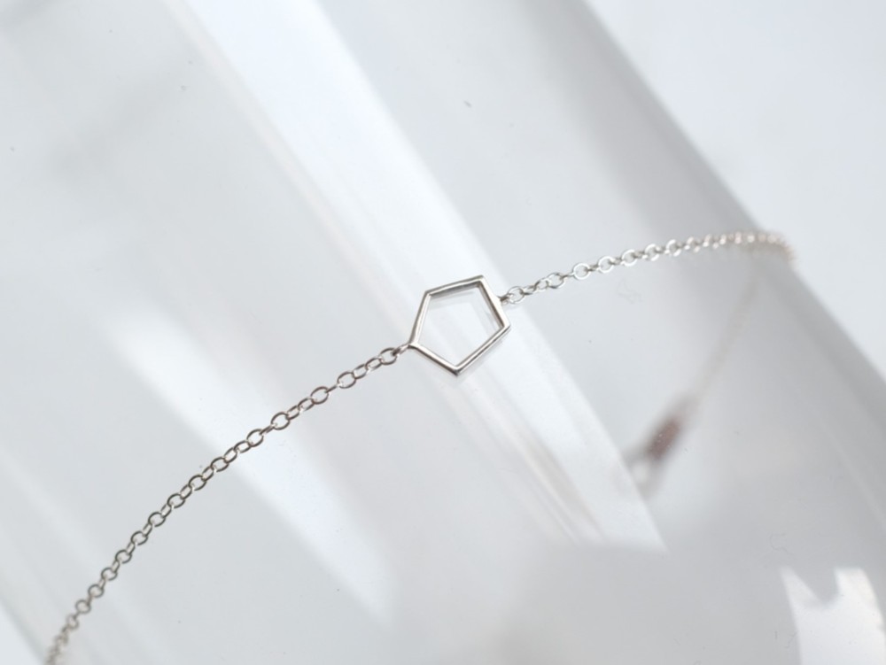 silver925✶fimmtungur bracelet：変形五角形　透かしブレスレット　シルバー
