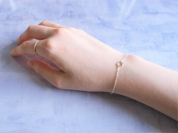 silver925✶fimmtungur bracelet：変形五角形　透かしブレスレット　シルバー 4枚目の画像