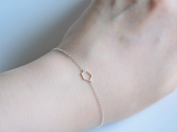 silver925✶fimmtungur bracelet：変形五角形　透かしブレスレット　シルバー 3枚目の画像