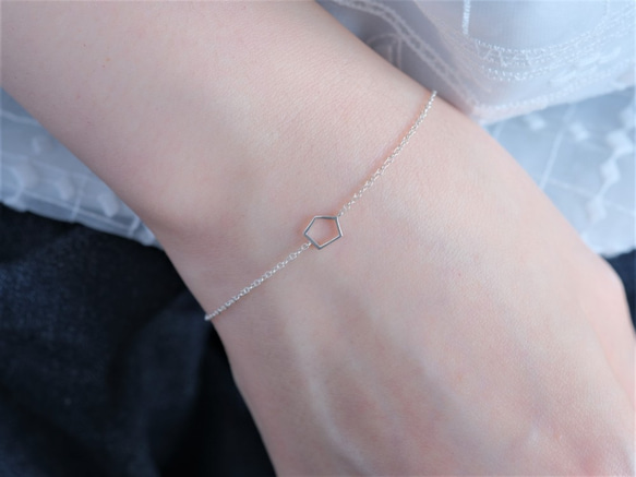 silver925✶fimmtungur bracelet：変形五角形　透かしブレスレット　シルバー 10枚目の画像