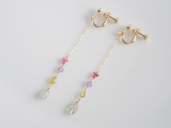 Ávaxtaríkt Earring2：ルビー×アメジスト×ペリドット×ラブラドライト　ピアス・イヤリング 6枚目の画像