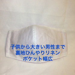 (受注)口に触れない夏マスク❣子供～大きい男性❣超立体形状保持❣ウィルス侵入隙間がない❣ひんやりリネン❣保冷剤 2枚目の画像