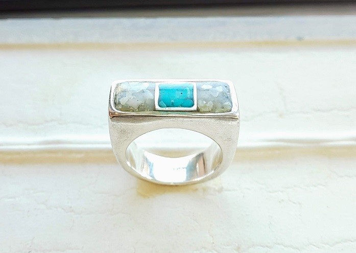 スターリングシルバー/スクエアモチーフリング