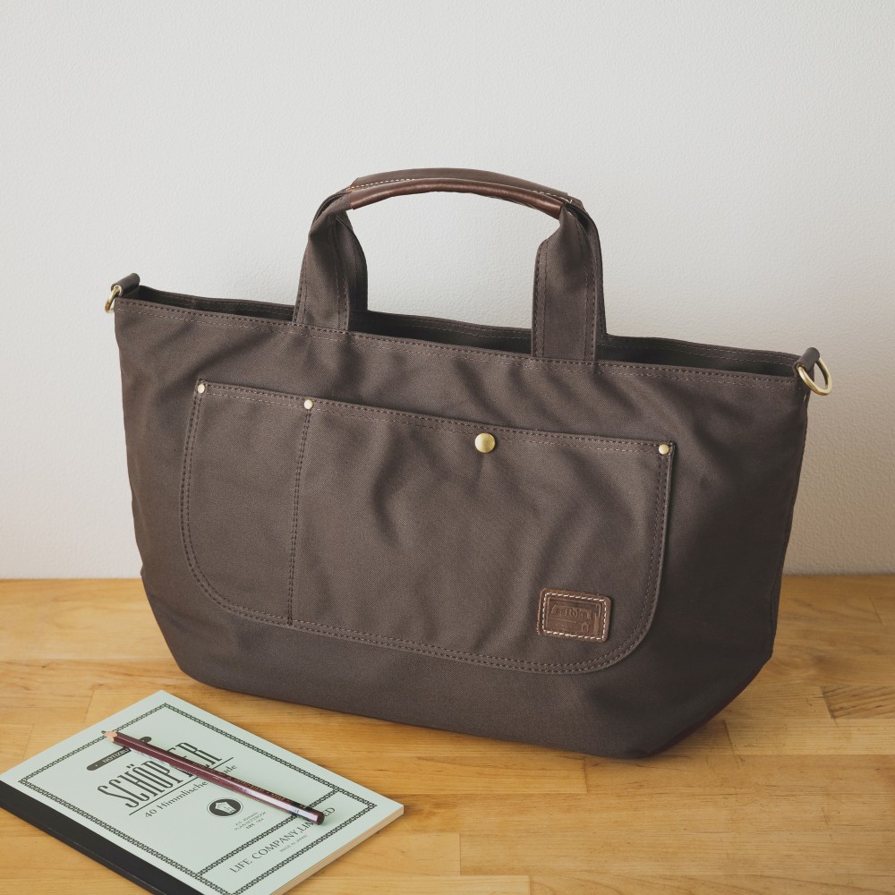 横長たっぷり帆布トートバッグ【ブラウン/オイルブラウン】