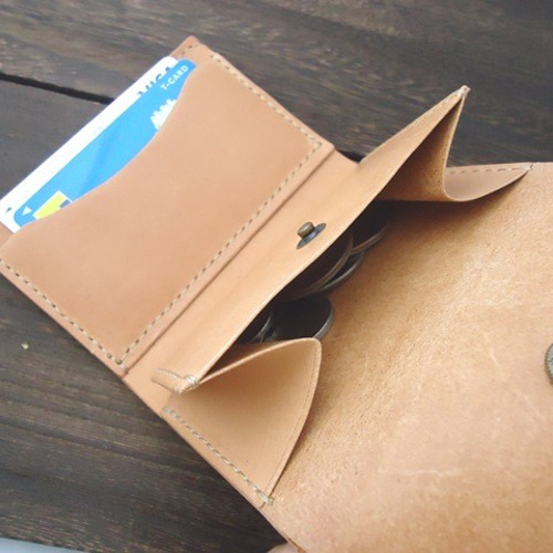 3つ折りのミニウォレット 栃木レザー（茶） その他ミニ財布
