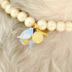 【Limited】Dog necklace “Sky” Vintage パールネックレス(小型犬用) 4枚目の画像