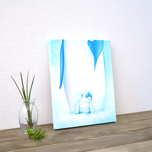 WITH ART ペンギン アクリル画オンキャンバス アート 絵画 ヒカリ
