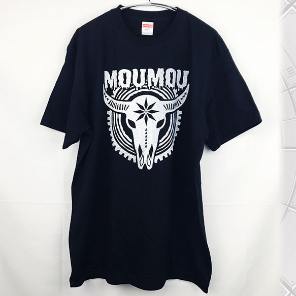 「MOUMOU」バッファロー スカル 牛 丑 半袖Ｔシャツ 黒 2枚目の画像