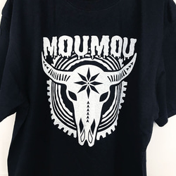 「MOUMOU」バッファロー スカル 牛 丑 半袖Ｔシャツ 黒 3枚目の画像