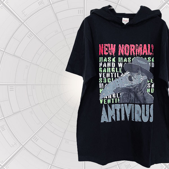 NEW NORMAL? ANTIVIRUS ヘビーウェイトフーディTシャツ 2枚目の画像