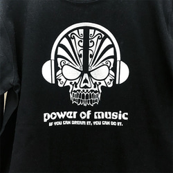 POWER OF MUSIC 5.6オンス ロングTシャツ 長袖 黒 3枚目の画像