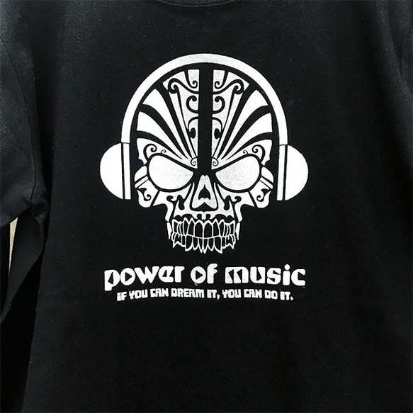 POWER OF MUSIC 5.6オンス ロングTシャツ 長袖 黒 3枚目の画像