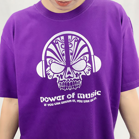 POWER OF MUSIC 5.6オンス 半袖 Tシャツ 紫 5枚目の画像