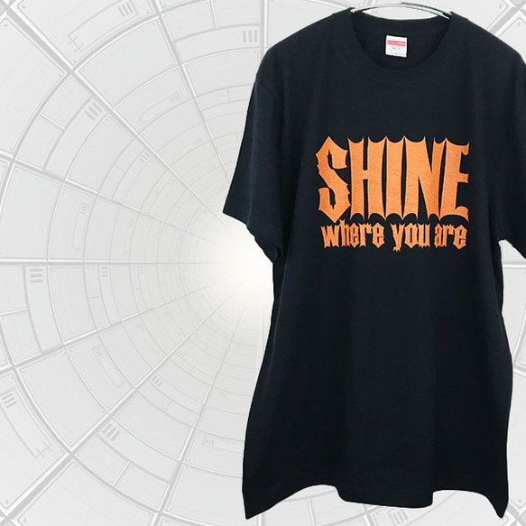 SHINE Where you are 5.6オンス Tシャツ 半袖 黒橙 2枚目の画像