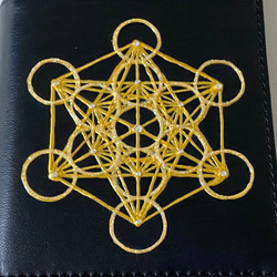 【完売】高波動！神聖幾何学メタトロンキューブ・システム手帳・ポケットサイズ/黒×ゴールド 3枚目の画像