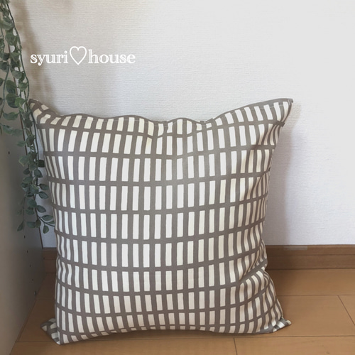 くすみグレー♡北欧 格子柄のクッションカバー おしゃれ クッション